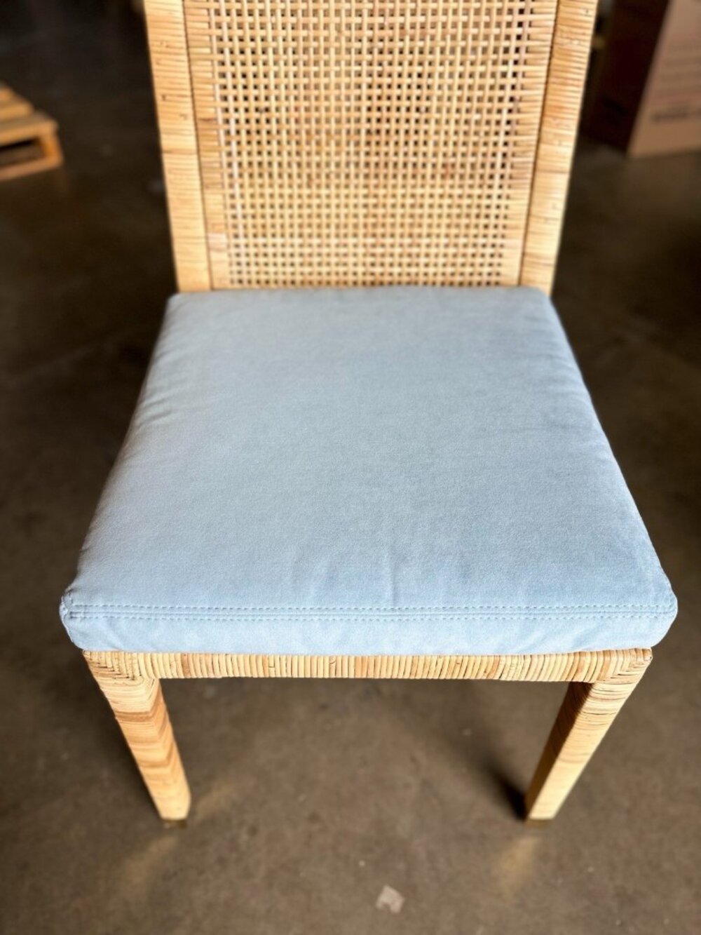 Serena & Lily Balboa Rattan Dining/Counter CUSHION-Suede Coastal Blue